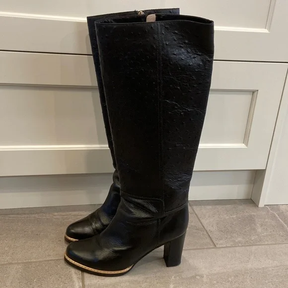 ESCADA Leather Knee-high Boots, Sz 39 - Picture 1 of 16